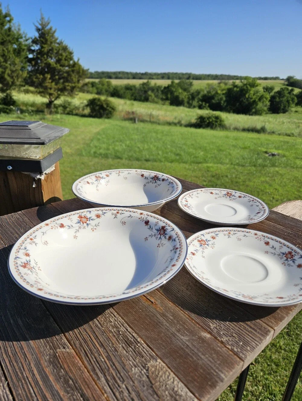 Noritake White Porcelain Dinnerware with Orange Floral Border